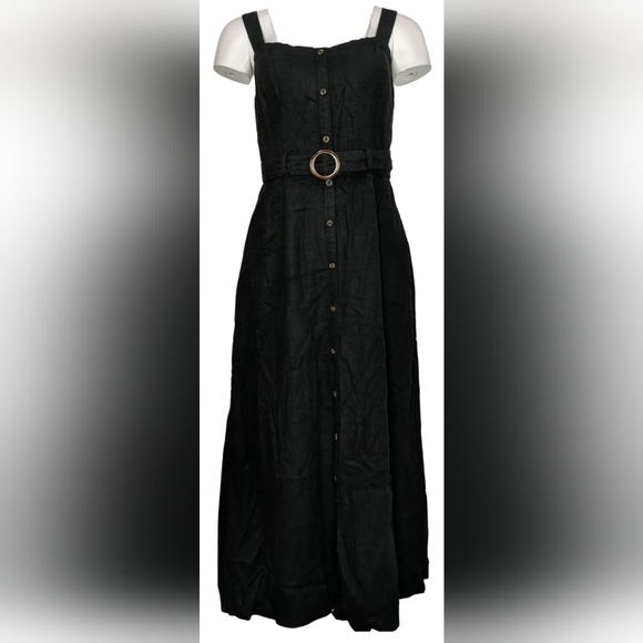 All Worthy Hunter McGrady Black Petite Belted Woven Dress 36W 4X 5X 6X LOOK - Picture 4 of 8